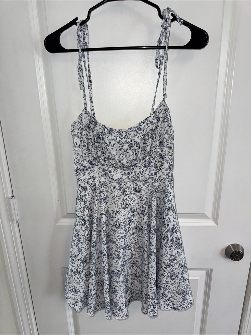 Showpo White Dress with Blue Floral Print